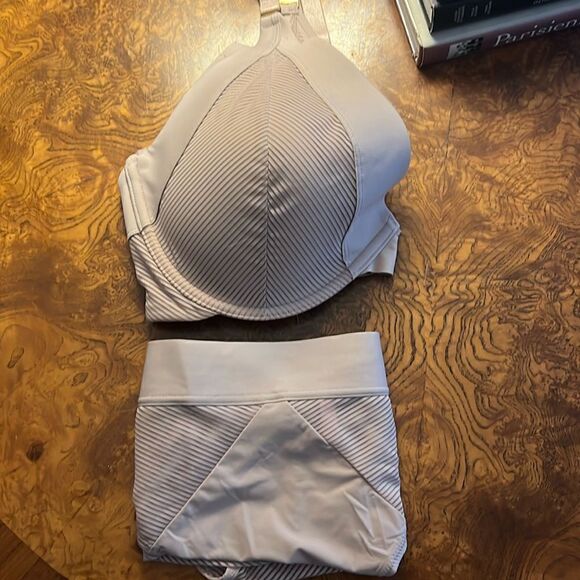 Thirdlove Shadow Stripe Uplift Plunge Bra 40D matching Shadow Stripe Hipster 1X - Picture 9 of 9